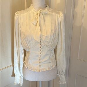 Heartloom Cream Blouse with Button and Bow Accents